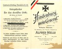 2015-0380.jpg; 2015-0380; Notenheft "Hindenburg, mein General", 1914-1918; Liederheft
